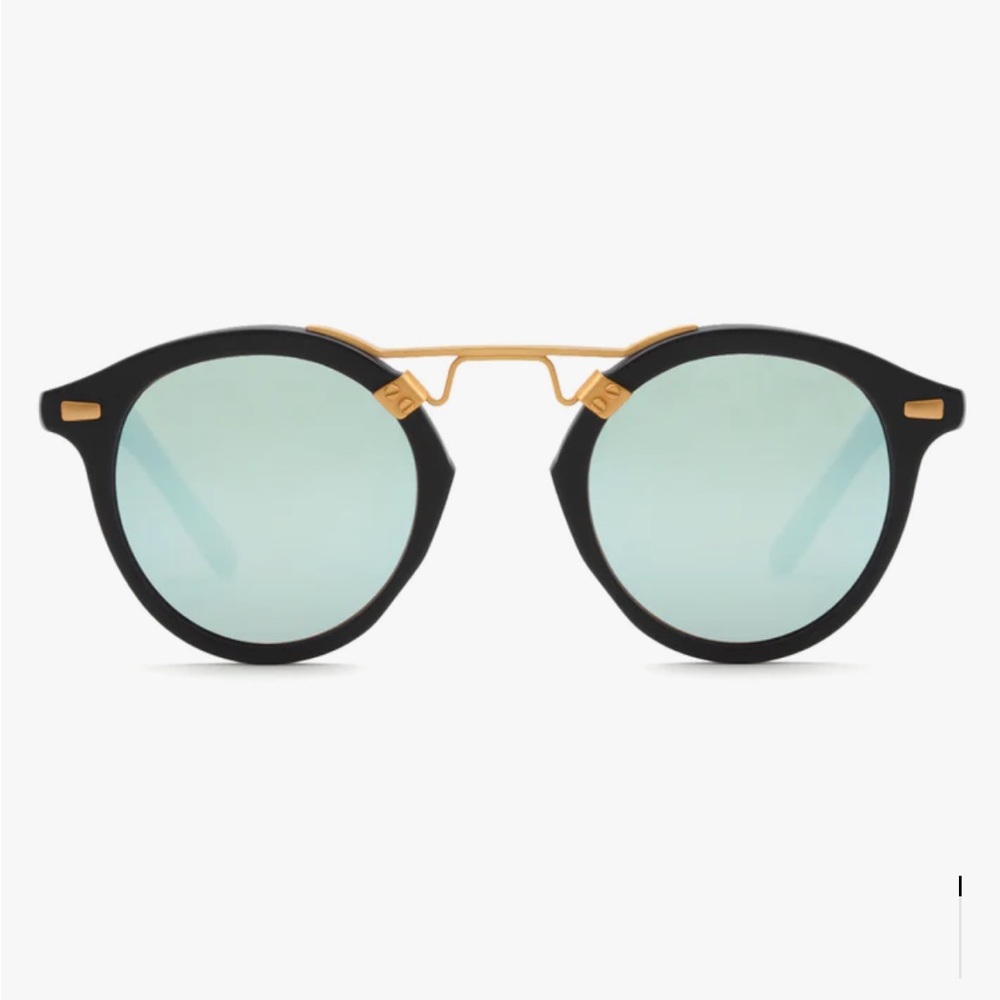 KREWE ST LOUIS MIRRORED MATTE BLACK SUNGLASSES